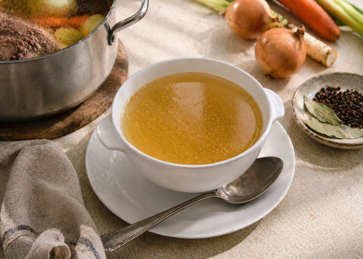 Klare Rindsuppe für Tafelspitz